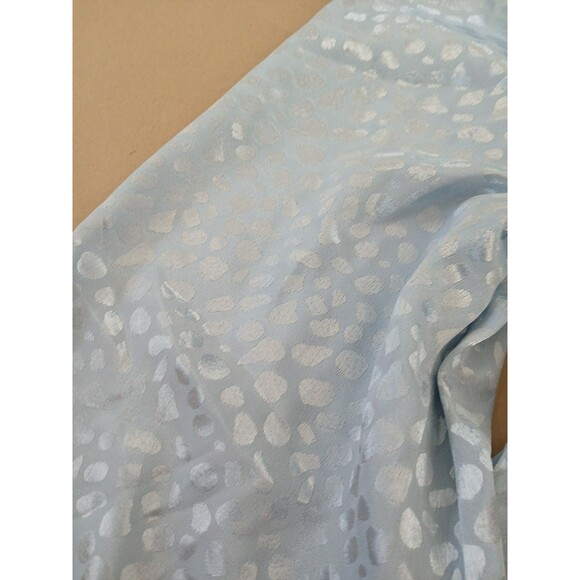 Wishing Waves Blouse Top Shirt Womens L Ice Blue Bell Sleeve Ruffles - Picture 3 of 7